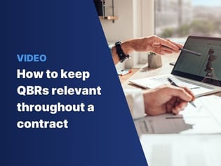 A link to a video from Clientshare's Virtual Panel where Quarterly Business Review (QBR) experts discuss the best way to keep QBRs relevant throughout the lifecycle of a contract.