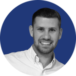 customer headshot - dan eckett - seko logistics - blue background - round