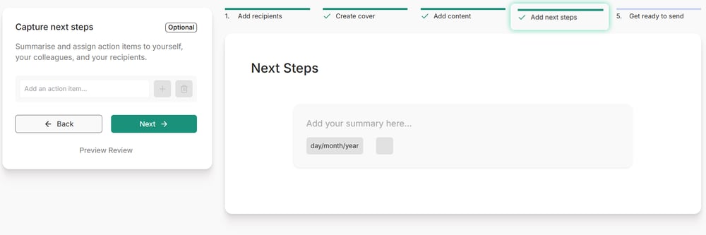 How to add Next Steps to as Review SCREENSHOT 1_