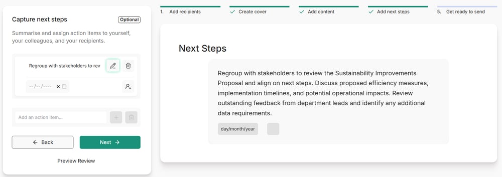 How to add Next Steps to as Review SCREENSHOT 3_