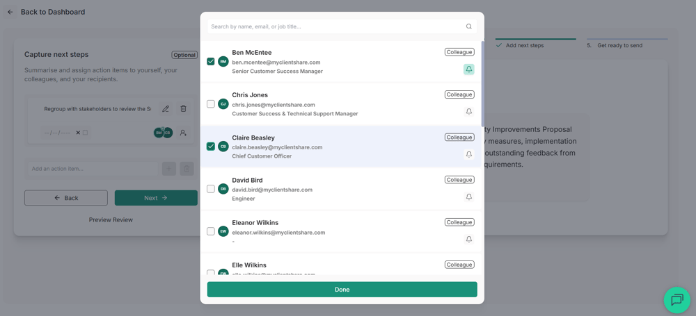 How to add Next Steps to as Review SCREENSHOT 4