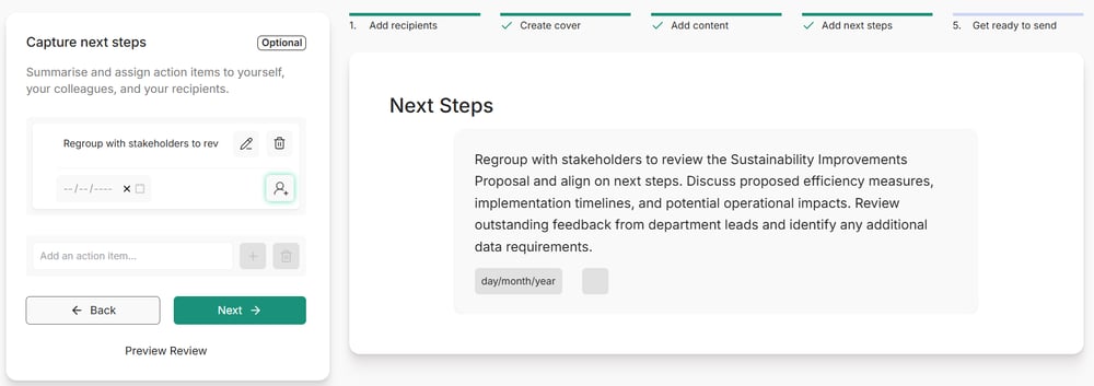 How to add Next Steps to as Review SCREENSHOT 4a_