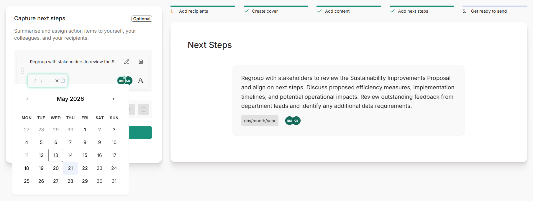 How to add Next Steps to as Review SCREENSHOT 5_