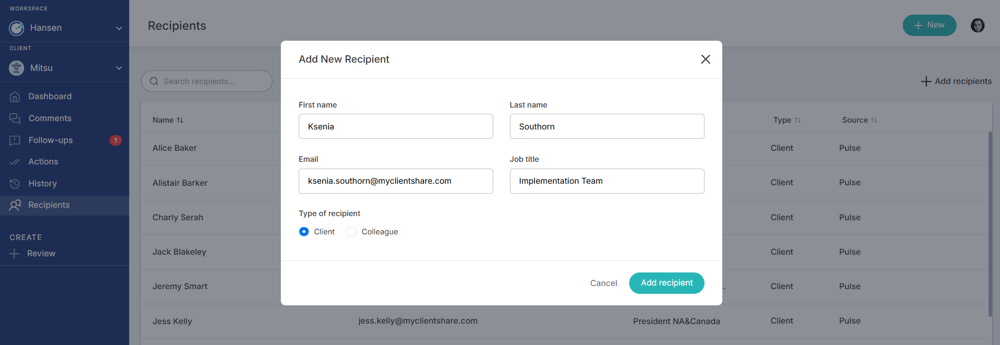 How to add Recipients SCREENSHOT 2