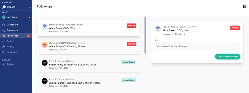 Managing Feedback comments & follow up requests SCREENSHOT 4