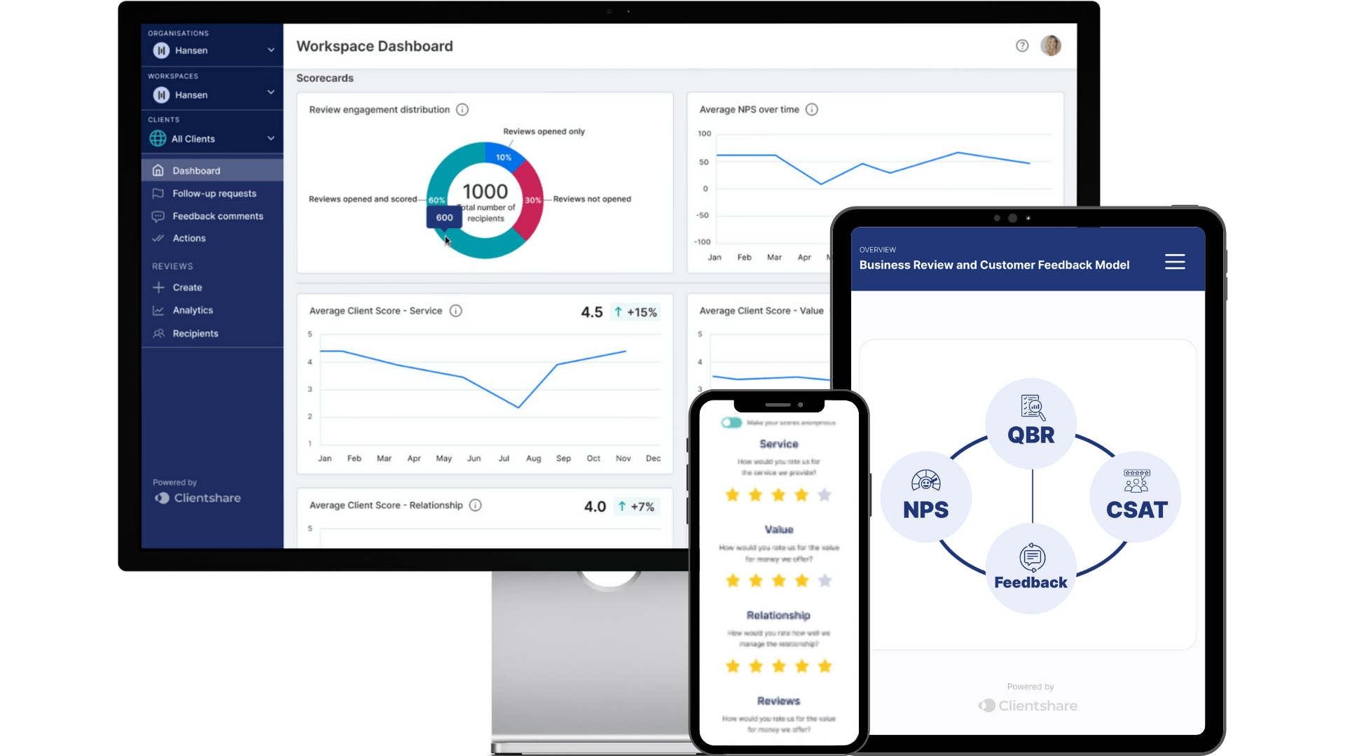 Clientshare Pulse screenshots in three screens Clientshare Pulse screenshots in three screens