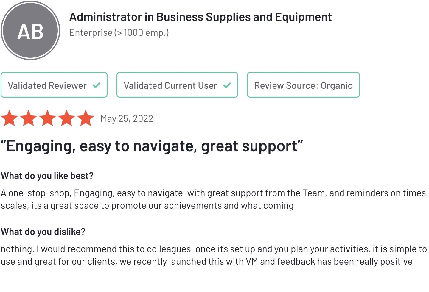 G2 Review - Admin in Business Solutions
