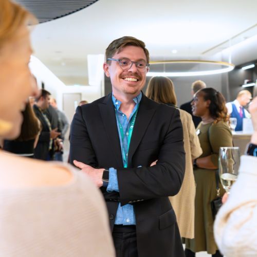 Clientshare's CTO, Matt Childs, speaks to clients at an exclusive event